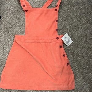 Overall dress coral with burgundy buttons